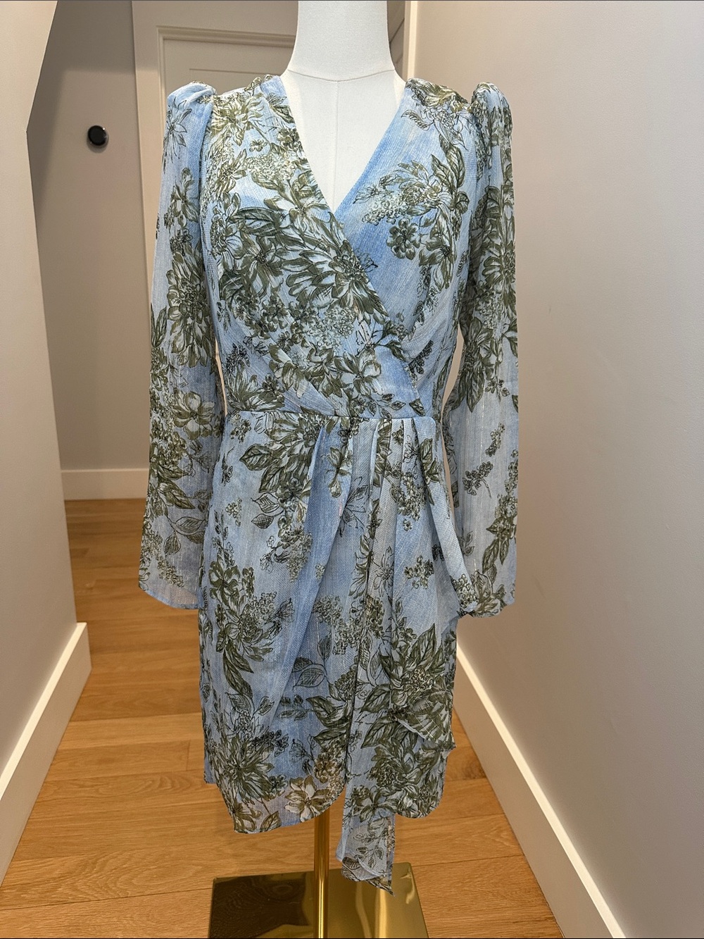 Light Blue Floral Wrap Dress NWT
